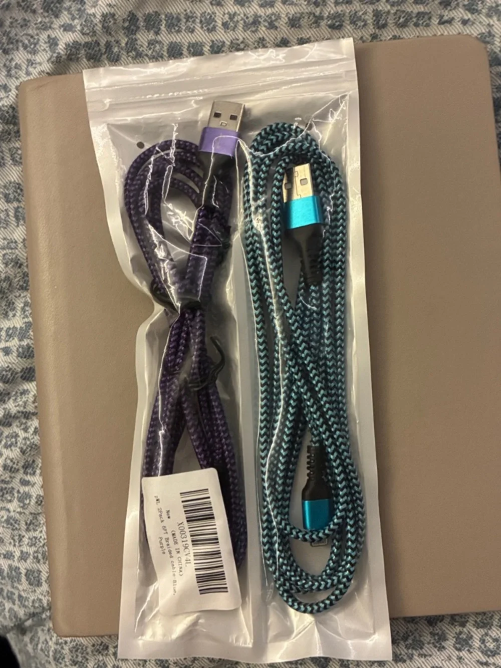 Braided USB Charging Cables - Purple & Teal